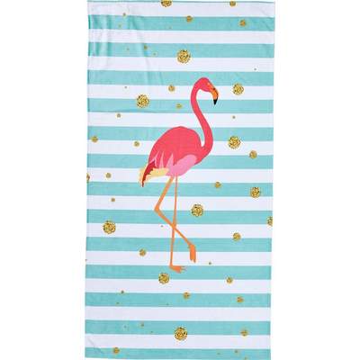Preisvergleich für done.® Strandtuch Flamingo, Hamam Frottier (1-St),  gestreift & Motiv, mit Reisverschluss-Tasche für Wertgegenstände, BxHxT  90x1x180 cm, GTIN: 0720264622656 | Ladendirekt