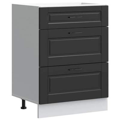 Preisvergleich für DELUKE Küchenunterschrank SAMU Schwarz 60x46x81,5cm Küche Unterschrank Mit Schublade, BxHxT 60x81.5x46 cm, aus Holz
