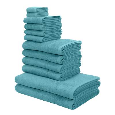 Preisvergleich für my home Handtuch Set »Niki«, Walkfrottee, (Set, 7-tlg),  Handtuchset mit mehrfarbigen Streifenbordüren, aus 100% Baumwolle, GTIN:  8698465020590 | Ladendirekt
