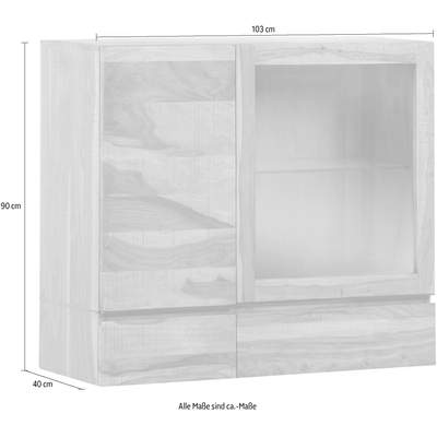 Preisvergleich für Gutmann Factory Hängeschrank »Tivoli« mit  Glaseinlegeböden, BxHxT 103x40x90 cm, in der Farbe Beige, aus Massivholz,  GTIN: 4048559885385 | Ladendirekt