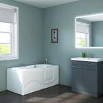 Freistehende Badewanne von Home Deluxe, in der Farbe Weiss, aus Kunststoff, andere Perspektive, Vorschaubild