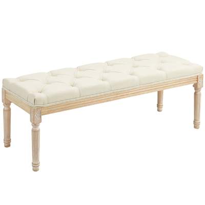 Preisvergleich für Bank Am Bettende Gepolstert, Sitzbank 115 Cm Breit, Samt-optik, Creme, Mit Sicheren Details Für Haushalt Und