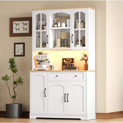 Preisvergleich für Küchen-highboard 100x38x176 Cm Aus Weißem Mdf Mit Rgb-led, Stauraum – Meubliv, BxHxT 100x176x38 cm