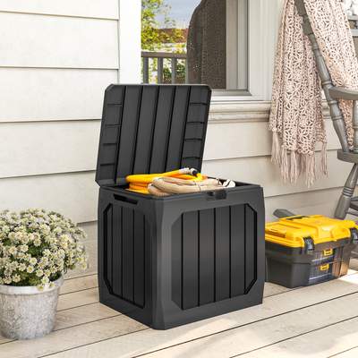 Preisvergleich für 121-liter-gartenbox Aus Kunststoff Mit Griffen Und Wasserdichter Beschichtung, 56 X 45 X 53 Cm, Schwarz, BxHxT 56x53x45 cm