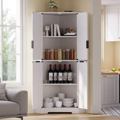 Preisvergleich für Eckschrank, Aufbewahrungsschrank Mit 4 Türen Und Verstellbaren Einlegeböden, Sideboard Für Küche, Esszimmer Und Wohnzimmer,