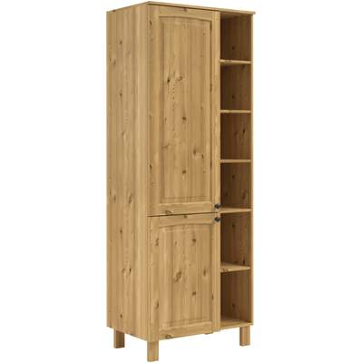 Preisvergleich für Home affaire Hochschrank Josie Breite 30 cm, aus  Massivholz, verstellbare Einlegeböden, Metallgriffe, BxHxT 30x30x150 cm, in  der Farbe Beige, GTIN: 4029686515093 | Ladendirekt