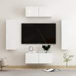 TV-Wand von vidaXL, in der Farbe Weiss, aus Holzwerkstoff, Vorschaubild