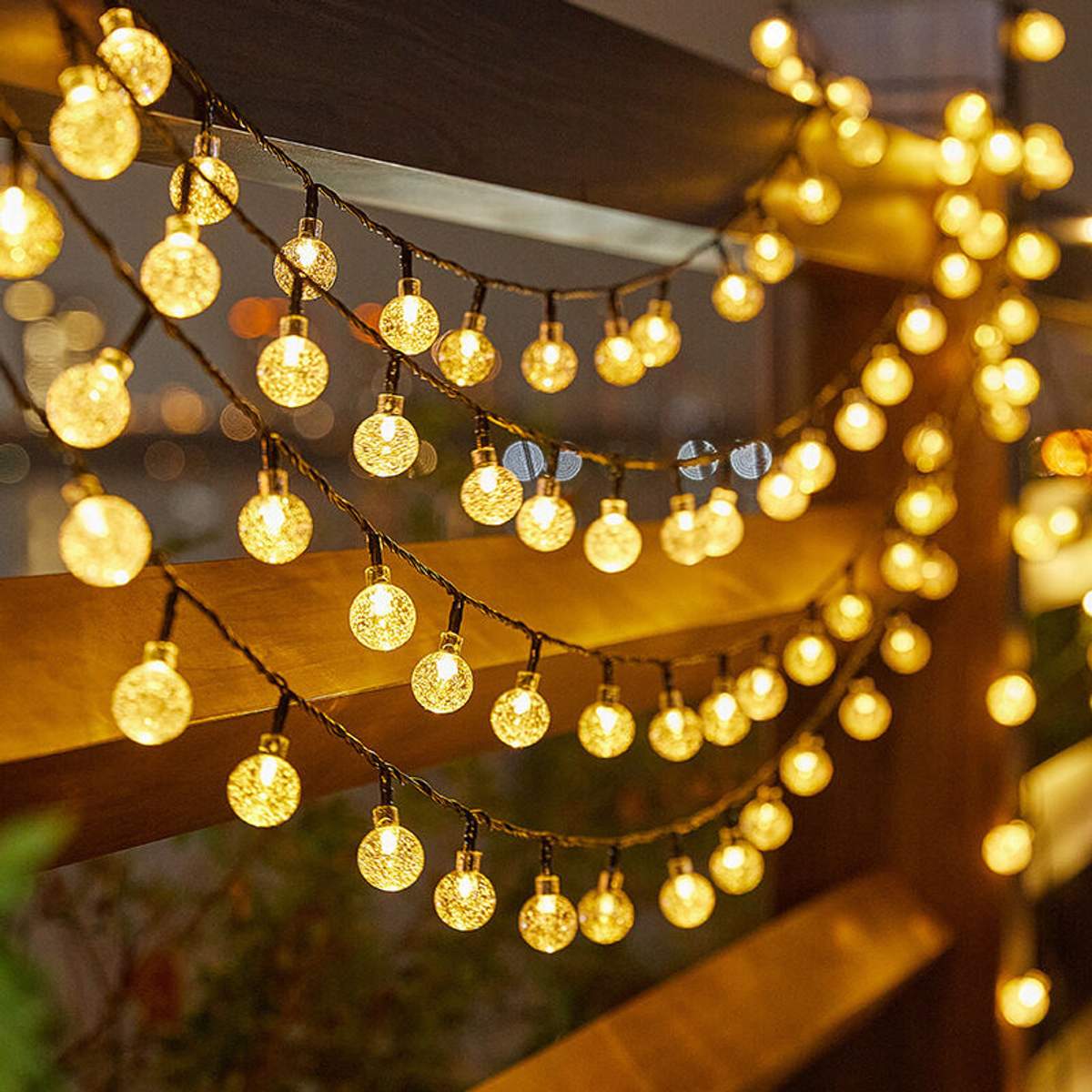 GuirLED Solar-Lichterkette Mit 16 Kugeln, 3 M, IP65 Wasserdicht, 2200mAh Akku, 2 Helligkeitsstufen – Für Garten, Terrasse, Balkon