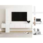 TV-Wand von vidaXL, in der Farbe Weiss, aus Holzwerkstoff, andere Perspektive, Vorschaubild