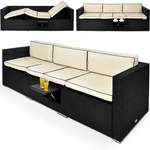 Polyrattan-Bank Schwarz/Creme der Marke Casaria®