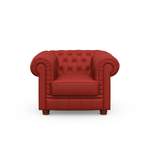 Chesterfield-Sessel von Max Winzer®, in der Farbe Rot, aus Kunstleder, andere Perspektive, Vorschaubild
