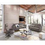 2 & 3 Sitzer Sofa von Himolla, in der Farbe Grau, aus Leder, andere Perspektive, Vorschaubild