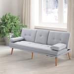 2 & 3 Sitzer Sofa von HOMCOM, in der Farbe Grau, aus Massivholz, andere Perspektive, Vorschaubild