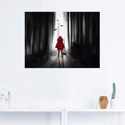 Preisvergleich für Artland Wandbild »Das Rotkäppchen auf High Heels«, Dark  Fantasy, (1 St.), als Alubild, Leinwandbild, Wandaufkleber oder, BxT 40x30  cm, in der Farbe Schwarz | Ladendirekt