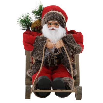 Preisvergleich für my home Weihnachtsmann »Weihnachtsdeko«, auf Schlitten, Höhe  ca. 27,5 cm, BxHxT 16x24.5x27.5 cm, in der Farbe Braun | Ladendirekt