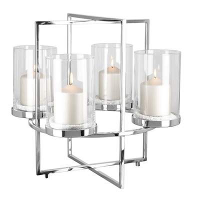 Preisvergleich für Fink Norman Kerzenleuchter für 4 Stumpenkerzen mit Glas  (43cm), BxHxT 46x43x46 cm, aus Hochglänzend, GTIN: 4042911450471 |  Ladendirekt