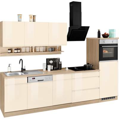 Preisvergleich für HELD MÖBEL Küche »Virginia«, Breite 300 cm, mit E-Geräten,  BxT 300x60 cm, in der Farbe Beige | Ladendirekt